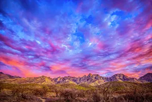 Images Dated 26th July 2023: USA, Arizona, Tucson. Sunset on Catalina Mountains