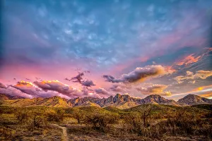 Images Dated 26th July 2023: USA, Arizona, Tucson. Sunset on Catalina Mountains