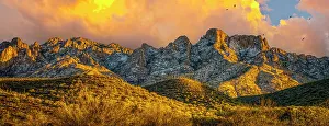USA, Arizona, Tucson. Sunset on Catalina Mountains panoramic. &copy;Fred Lord / Jaynes Gallery / DanitaDelimont.com