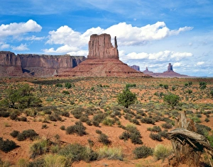 Navajo Prints: USA, Arizona-Utah, Monument Valley, Navajo Tribal Park, Mitten and Buttes at Mid-day