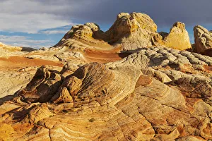 White Pocket Prints: USA, Arizona, Vermilion Cliffs National Monument. Striations in sandstone formations