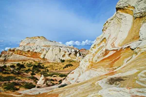 USA, Arizona, Vermilion Cliffs National Monument. White Pocket, swirling, multicolored formations of Navajo sandstone