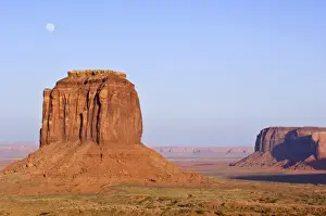 Reservation Prints: USA, AZ, Navajo Reservation, Full Moon Rising Over Merrick Butte in Monument ValleyTribal