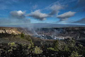 Glow Prints: USA, Big Island, Hawaii. Smoldering eruption of Kilauea at sunrise