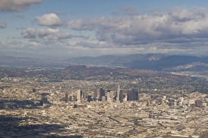 Human Prints: USA, CA, Los Angeles. Dramatic aerial view of L. A. urban sprawl. Unusual visibility