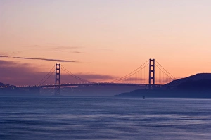 Golden Gate Prints: USA, CA, Marin County, Tiburon, Golden Gate Bridge at Dusk