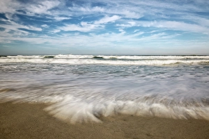 Images Dated 2025: USA, California, Central Coast, Lompoc. Waves rolling in at Surf Beach