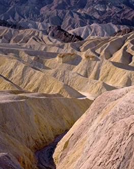Eroded Prints: USA, California, Death Valley National Park, Eroded mudstone forms patterns of hills
