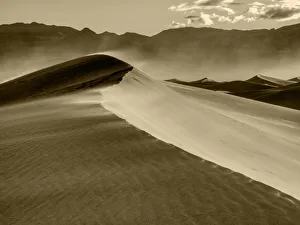 Landscape-Scenic Prints: USA, California. Death Valley National Park, Mesquite Flats Sand Dunes, blowing sand