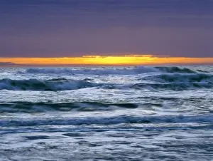 Del Norte Prints: USA, California, Del Norte Co. The last orange glow of the sun over the Pacific Ocean