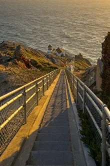 Staircase Prints: Usa, California. Hundreds of stairs lead down to Point Reyes Lighthouse