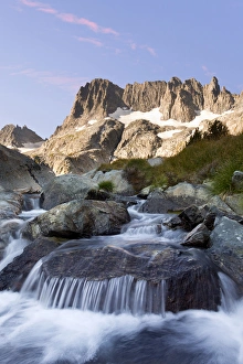 Images Dated 24th August 2012: USA, California, Inyo National Forest. The Minarets and rapids in a stream. Credit as