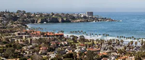 San Diego Prints: USA, California, La Jolla, Panoramic view of La Jolla Shores and La Jolla Cove