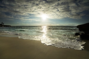 USA, California, La Jolla. Sunset over beach