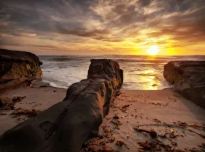 USA, California, La Jolla, Sunset near Coast Blvd. Park
