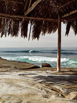 Surf Prints: USA, California, La Jolla, Surf shack and surfers at Windansea Beach