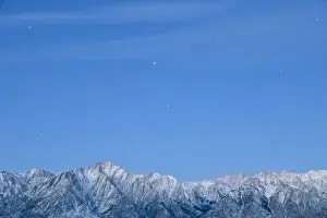 Lone Pine Prints: USA, California, Lone Pine. Venus and Saturn seen over Lone Pine Peak and Mount Whitney