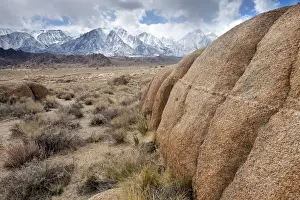 Lone Pine Prints: USA, California, Lone Pine. View of the Alabama Hills and the Sierra Mountains. Credit as