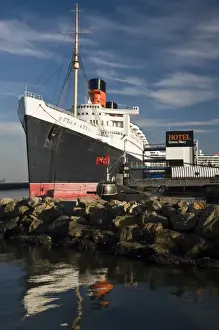 Long Beach Prints: USA, California, Long Beach. Queen Mary ocean liner museum and Russian submarine Scorpion