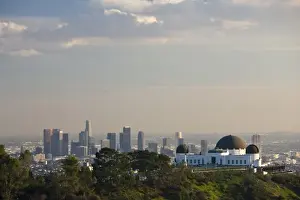 Hill Top Prints: USA, California, Los Angeles. Griffith Park Observatory and downtown