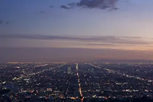 USA, California, Los Angeles. Hollywood from Griffith Park Observatory, evening
