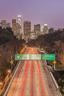 USA, California, Los Angeles, I - 110 Freeway & Downtown