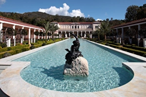 Court Yard Prints: USA, California, Los Angeles, Pacific Palisades, Perstyle and long pool in the main