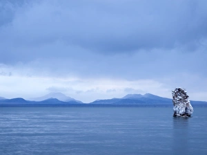 Mono Lake Prints: USA, California, Mono Lake, South Tufa area, Tufa formation and clearing storm