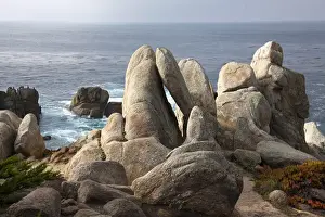 Drive Prints: USA, California, Monterey. ROck formations along 17-Mile Drive at Ghost Tree stop