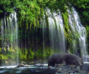Mossy Prints: USA; California; Mossbrae waterfall and the Sacramento River in Central California