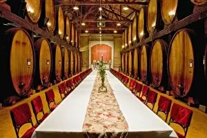 USA, California, Napa Valley. The Cask Room at Merryvale Winery