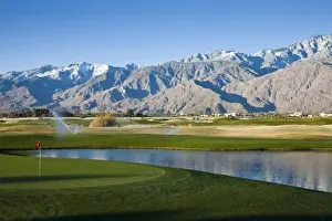 Images Dated 27th December 2008: USA, California, Palm Springs. Desert Princess Golf Course and Mountains, winter
