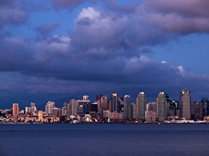 USA, California, San Diego, City skyline at dusk