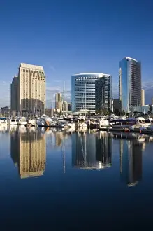 Images Dated 24th December 2008: USA, California, San Diego. Harborside city view from Embarcadero Park, morning