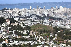 Neighborhood Prints: USA, California, San Francisco, Twin Peaks, late afternoon elevated downtown view