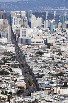 Neighborhood Prints: USA, California, San Francisco, Twin Peaks, late afternoon elevated downtown view