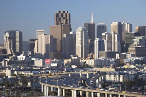 City View Prints: USA, California, San Francisco, Potrero Hill, view of downtown and I-280 highway
