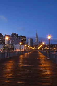 City View Prints: USA, California, San Francisco, Embarcadero, city view from Pier 7, Broadway Pier