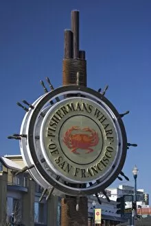 USA, California, San Francisco. Famous Fishermans Wharf sign