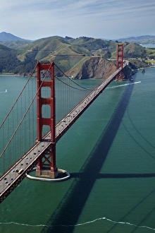 Aerial view of the Golden Gate Bridge in the San Francisco bay, California
