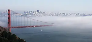 San Francisco Prints: USA California San Francisco Golden gate Bridge Disappearing into Fog
