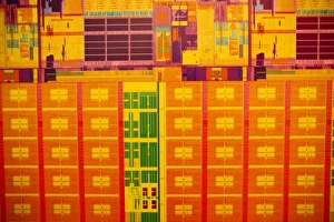 Santa Clara Prints: USA, California, Santa Clara, Intel Museum, detail of integrated circuit
