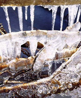 USA; California; Sierra Nevada Mountains. ; Icicles in the Sierra