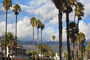 Seafront Prints: USA, California, Southern California, Santa Barbara, harborfront and beach