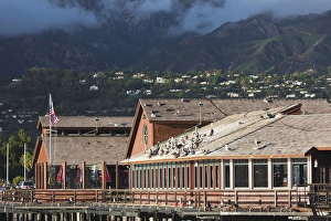 USA, California, Southern California, Santa Barbara, Harbor and Stearns Wharf