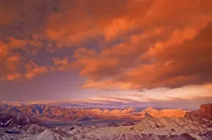 Sand Stone Prints: USA, California. View from Zabriske Point of Death Valley National Parkstorm clouds at sunrise