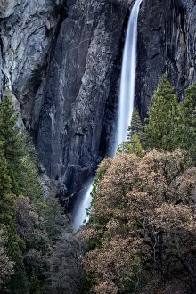 Yosemite Prints: USA, California, Yosemite National Park, Lower Yosemite Falls at dusk