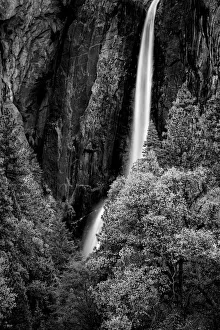 Yosemite Prints: USA, California, Yosemite National Park, Lower Yosemite Falls at dusk
