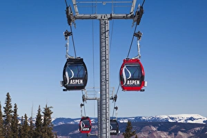 Skiing Prints: USA, Colorado, Aspen, Aspen Mountain Ski Area, Silver Queen Gondola