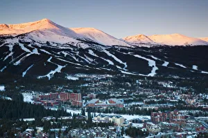 Elevated View Prints: USA, Colorado, Breckenridge, elevated town view from Mount Baldy, dawn